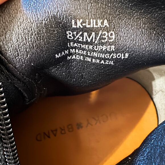 Lucky Brand Lilka Block Heels Suede Bootie Ankle Boots Black Academia Sz 8.5 NEW - Picture 10 of 11